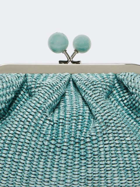 Блакитна сумка Pasticcino Weekend Accessories з ефектом рафії: фото 4 - Invogue
