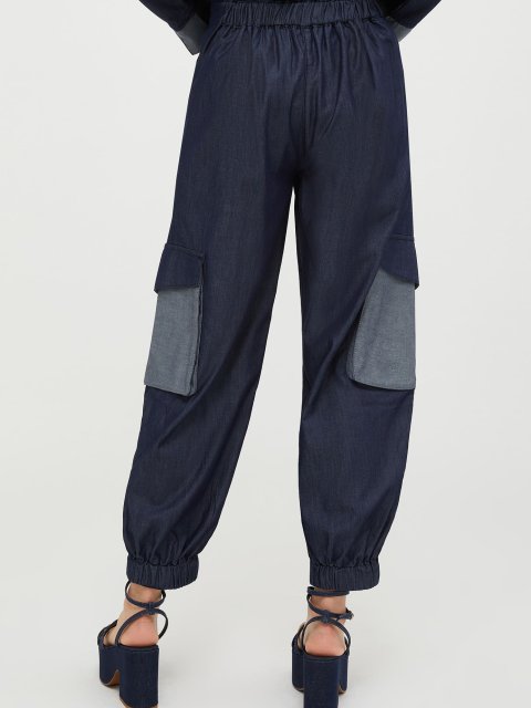 Темно-синие брюки MAX&CO с накладными карманами: фото 2 - Invogue