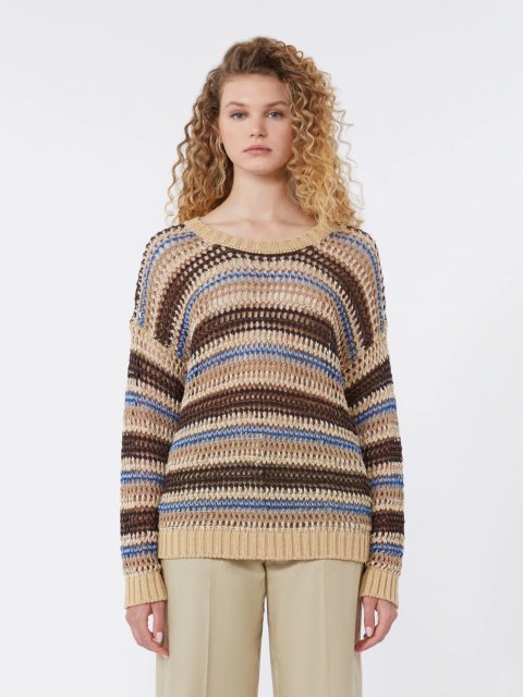 Коричневий светр Weekend Max Mara з льону та бавовни: фото 2 - Invogue