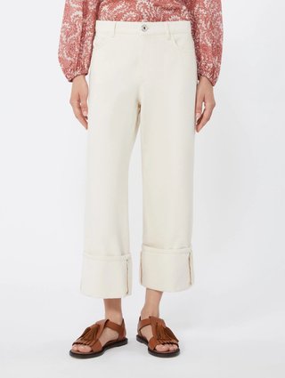 Кремові брюки Weekend Max Mara з чистої бавовни: фото 2 - Invogue