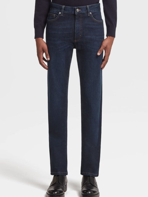 Темно-сині джинси Zegna Dark Blue Rocca regular fit: фото 1 - Invogue