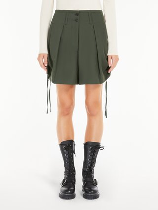 Шорты-бермуды Weekend из смеси шерсти цвета хаки: фото 1 - Invogue