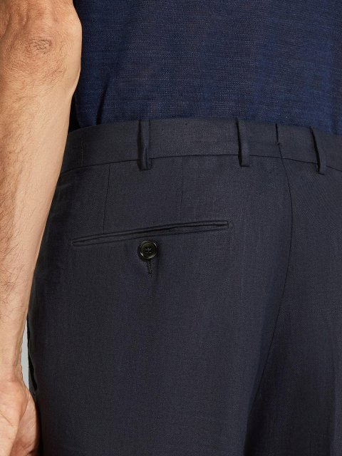 Темно-синие брюки ZEGNA из льна: фото 4 - Invogue