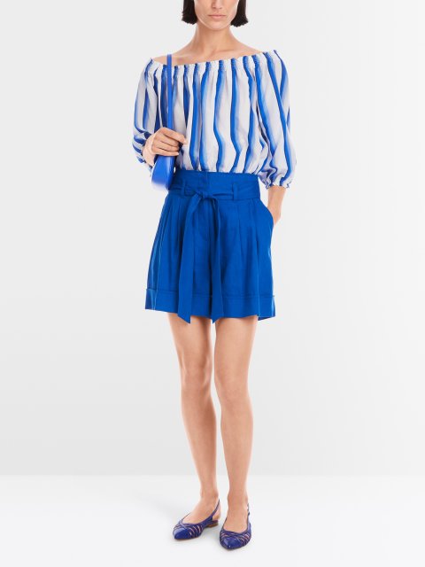 Синие шорты Marc Cain из смеси льна и вискозы: фото 1 - Invogue