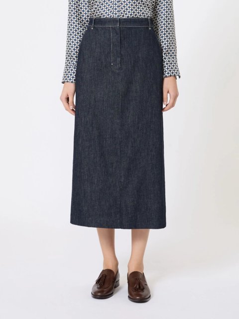 Темно-синяя юбка MAX MARA из смеси хлопка: фото 2 - Invogue