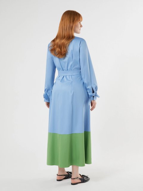 Голубое платье MARINA RINALDI из хлопкового сатина: фото 2 - Invogue