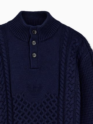 Темно-синий свитер Emporio Armani из хлопка и полиамида: фото 3 - Invogue
