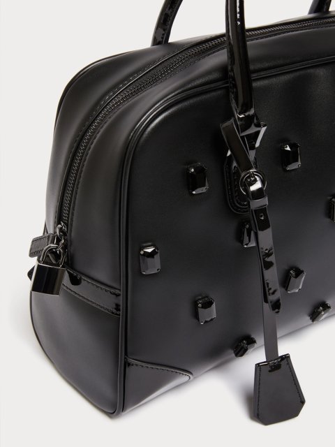 Чорна сумка MARINA RINALDI з деталями з лакованої шкіри: фото 4 - Invogue