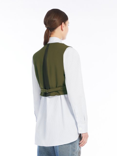 Жилет цвета хаки WEEKEND MAX MARA укороченный: фото 2 - Invogue