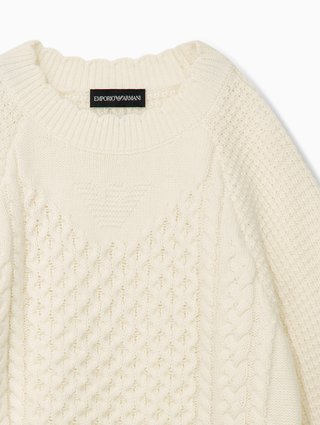 Кремовый свитер Emporio Armani из хлопка и шерсти: фото 2 - Invogue
