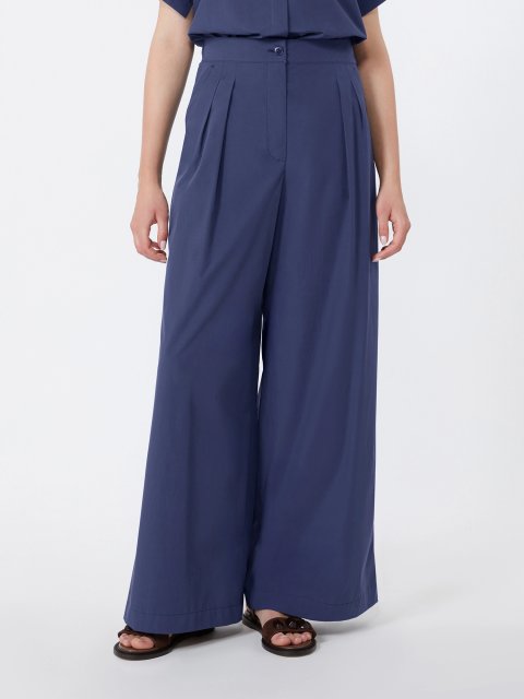 Темно-синие брюки Weekend Max Mara из хлопка: фото 2 - Invogue