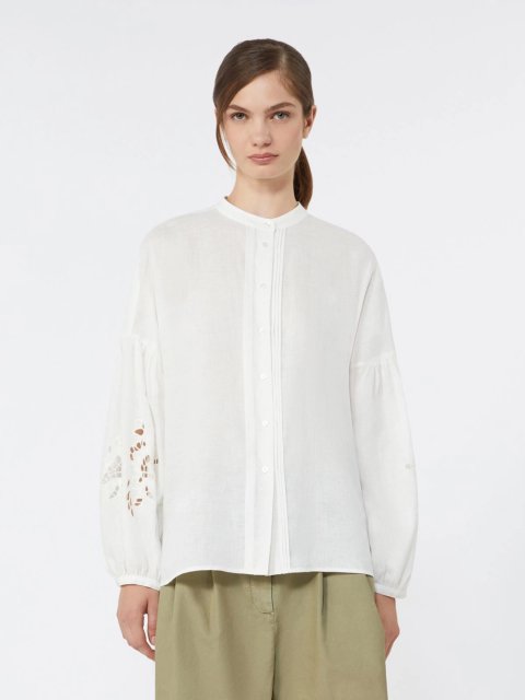 Біла сорочка Weekend Max Mara з чистого льону: фото 2 - Invogue