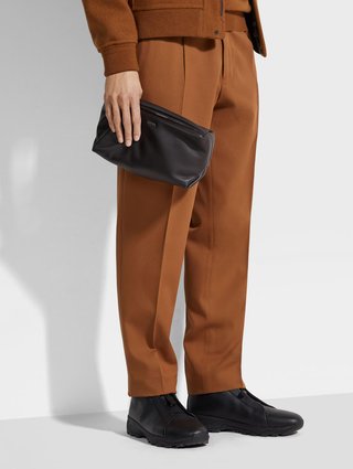 Темно-коричнева сумка ZEGNA з м'якої шкіри: фото 1 - Invogue