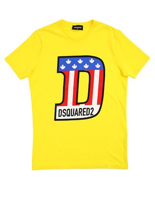 Жёлтая футболка DSQUARED KID: фото - Invogue