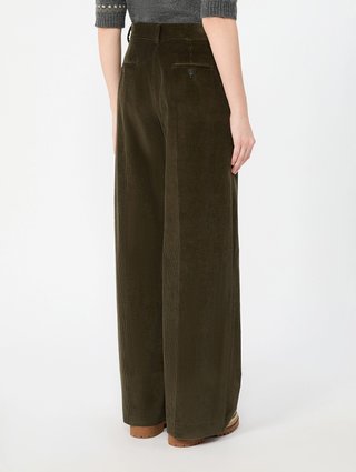 Штани кольору хакі Weekend Max Mara з бавовни: фото 3 - Invogue
