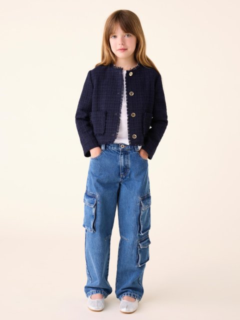 Темно-синій жакет IL GUFO твідовий: фото 1 - Invogue