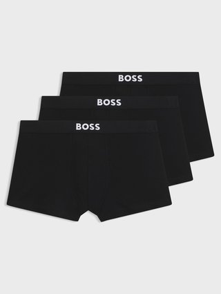 Чёрные боксеры 3 пары BOSS из хлопка: фото - Invogue