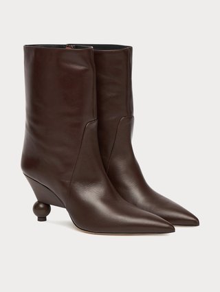 Темно-коричневі ботильйони WEEKEND MAX MARA зі шкіри: фото 1 - Invogue