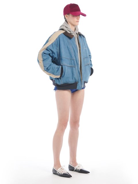 Синий бомбер Push Button джинсовый: фото 3 - Invogue