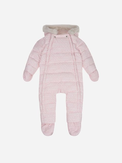 Розовый зимний комбинезон DOLCE&GABBANA стеганый с капюшоном: фото - Invogue