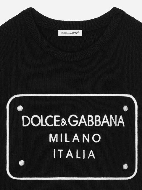 Чорний пуловер Dolce&Gabbana з логотипом: фото 3 - Invogue