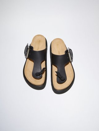 Черные шлепанцы Acne Studios из кожи: фото 1 - Invogue