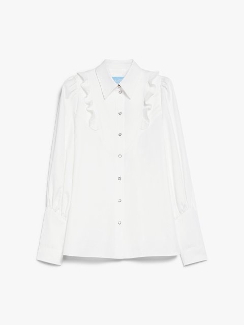 Біла сорочка WEEKEND MAX MARA з рюшами: фото - Invogue