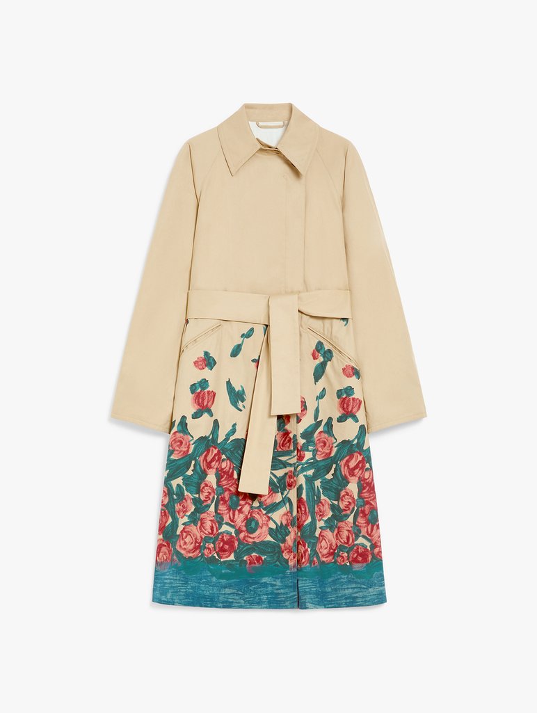 Бежевий плащ Weekend Max Mara з квітковим візерунком: фото - Invogue