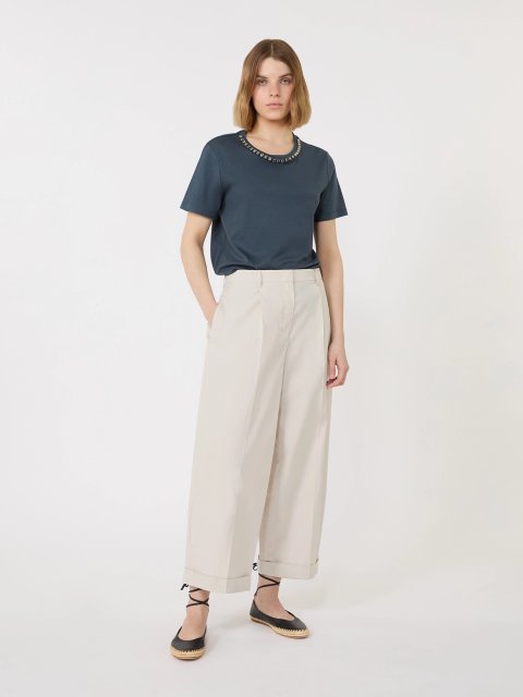 Темно-синя футболка Max Mara з бавовни та модалу: фото 1 - Invogue