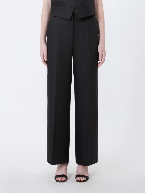Черные брюки со стрелками Weekend Max Mara из льна: фото 2 - Invogue