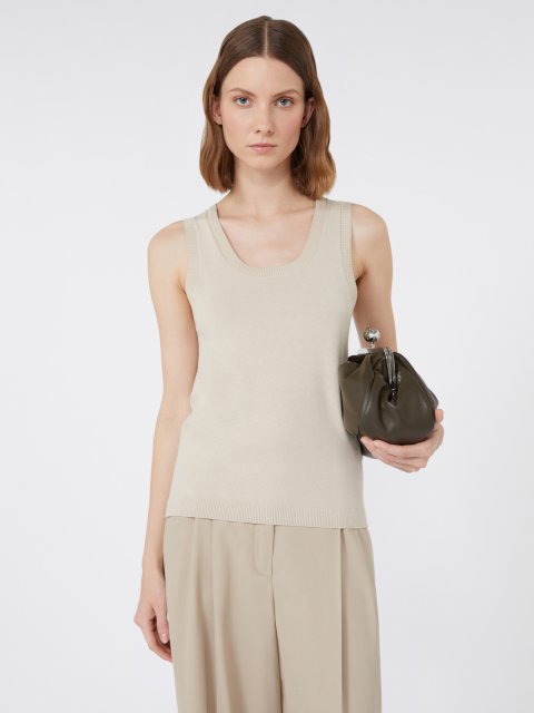 Бежевий топ WEEKEND MAX MARA з еластичної віскозної пряжі: фото 4 - Invogue