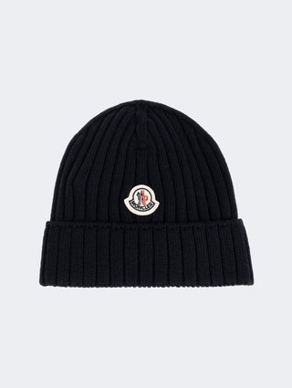 Темно-синя шапка Moncler з чистої вовни: фото - Invogue