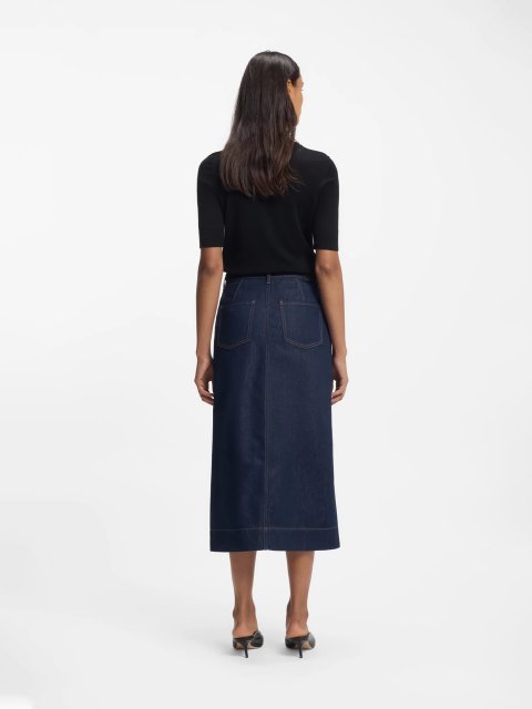 Темно-синяя юбка BOSS из смеси хлопка: фото 2 - Invogue
