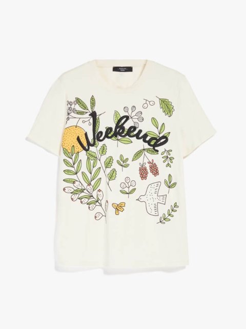 Кремовая футболка WEEKEND MAX MARA: фото - Invogue