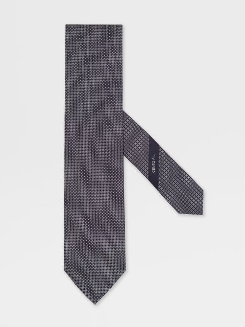 Темно-синий галстук Zegna из шелка в микропринт: фото - Invogue