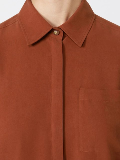 Теракотова сорочка MAX MARA з чистого шовку: фото 4 - Invogue