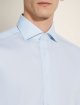 Блакитна сорочка у тонку смужку Zegna з бавовни: фото 3 - Invogue