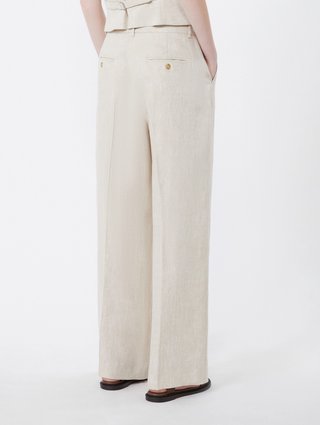 Кремові брюки зі стрілками Weekend Max Mara з льону: фото 3 - Invogue
