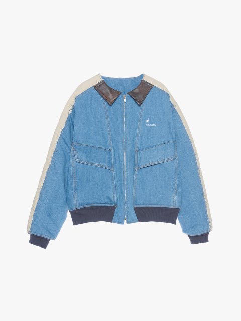 Синий бомбер Push Button джинсовый: фото - Invogue