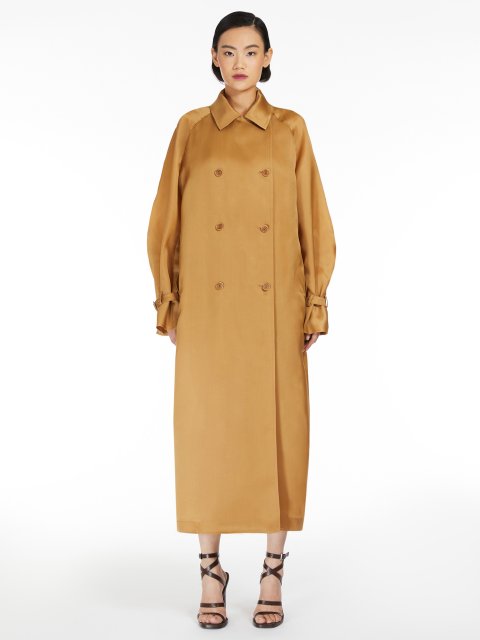 Коричневий плащ MAX MARA з шовку: фото 2 - Invogue