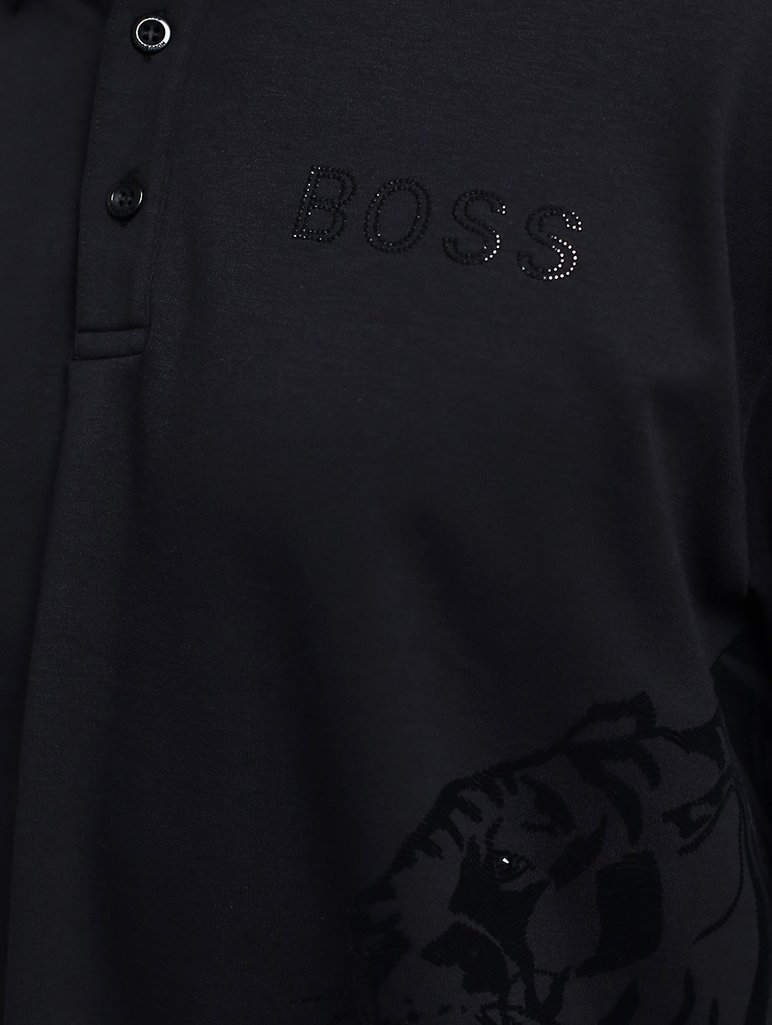 Черное поло BOSS: фото 4 - Invogue