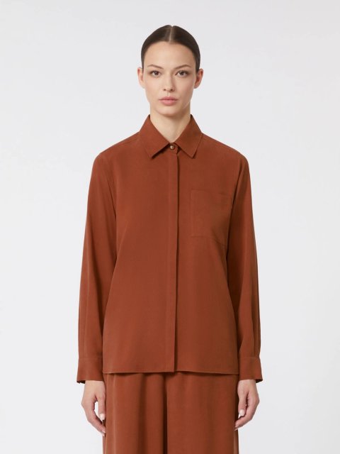Теракотова сорочка MAX MARA з чистого шовку: фото 2 - Invogue