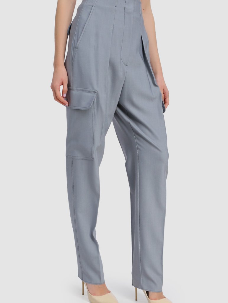 Серые брюки SPORTMAX: фото 3 - Invogue
