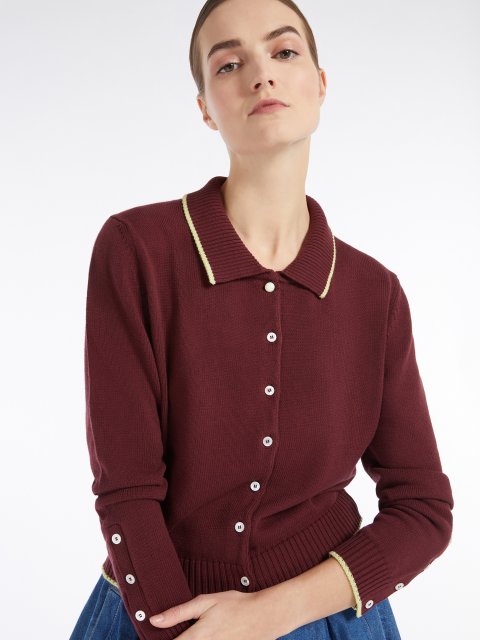 Бордовий кардиган Weekend Max Mara з бавовняної пряжі: фото 4 - Invogue