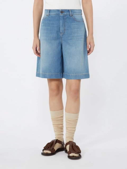 Синие бермуды Weekend Max Mara из хлопка и льна: фото 2 - Invogue