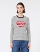 Белая футболка Weekend Max Mara в полоску из хлопка и эластана: фото 1 - Invogue