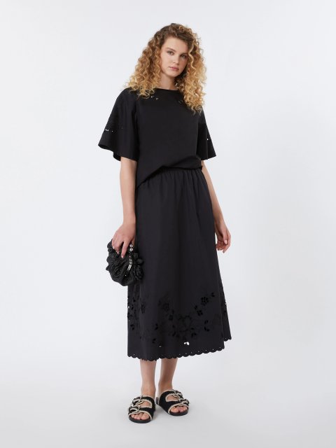 Чорний топ Weekend Max Mara з бавовни з вишивкою: фото 1 - Invogue
