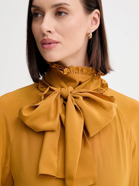 Сорочка кольору охри WEEKEND MAX MARA з шовку: фото 3 - Invogue