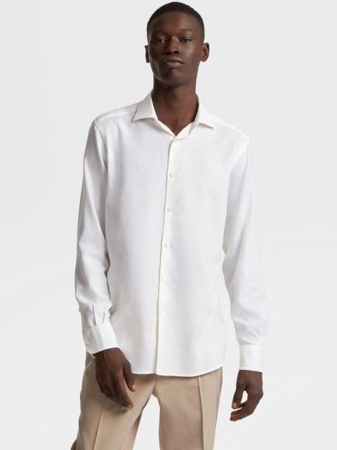 Белая рубашка ZEGNA из бленда хлопка и кашемира: фото 4 - Invogue