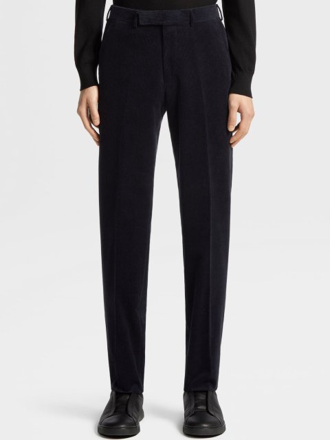 Темно-синие брюки ZEGNA кроя slim: фото 1 - Invogue